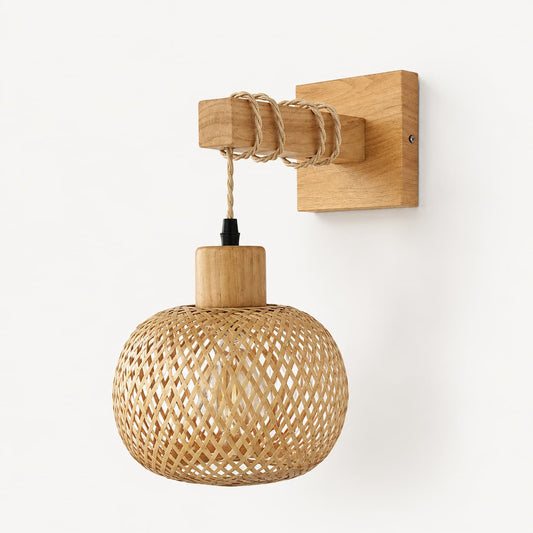 Applique Murale Bambou Tressé E27 Naturelle