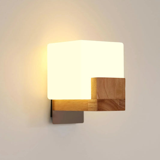 Applique Murale Carrée G9 Effet Bois Dimmable