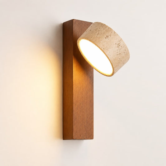 Applique Murale LED Travertin Wabi Sabi Bois Noyer