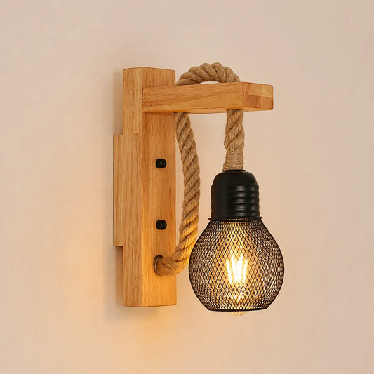 Applique Murale Loft Bois Métal E27 Vintage