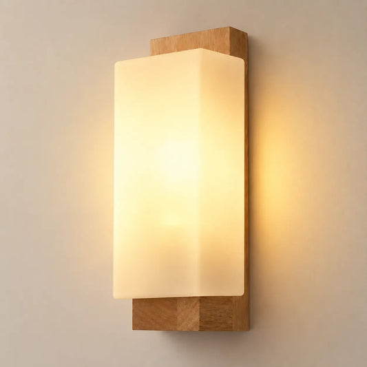 Applique Murale Style Bois E27 Verre Transparent