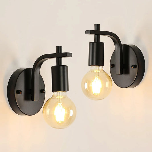 Lot de 2 Appliques Murales Vintage E27 en Fer